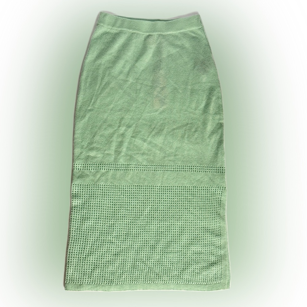Noname Naked Cashmere Crochet Midi Skirt 100% Cashmere Mint NWT